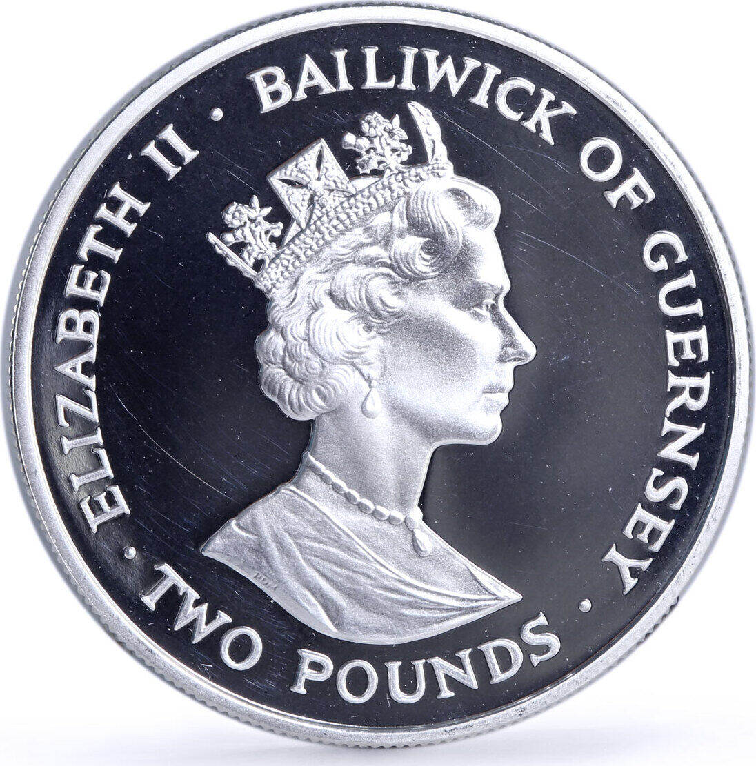 Bailiwick of Guernsey 2 pounds WWF Emperor Moth Butterfly Fauna silver