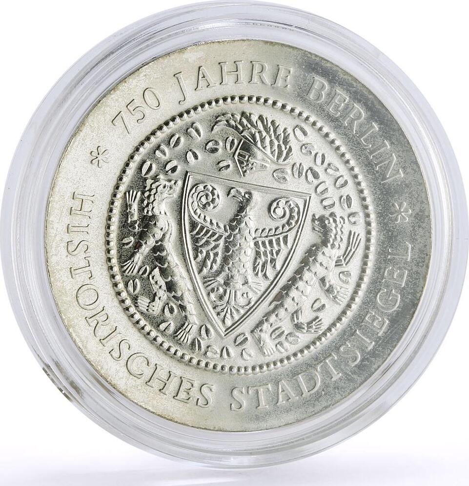 Germany DDR 20 mark 750 Years of Berlin City Seal Stadtsiegel silver