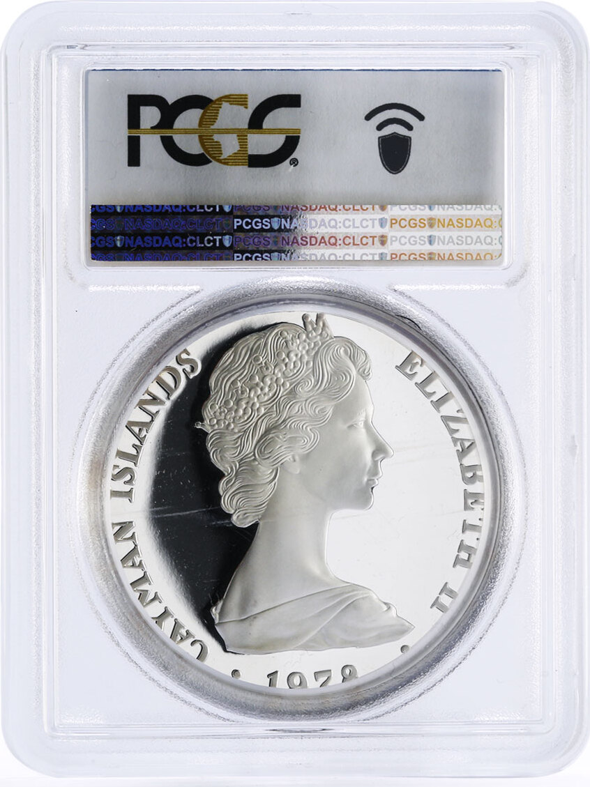 Cayman Islands 25 dollars Coronation Ampulla PR68 PCGS silver coin