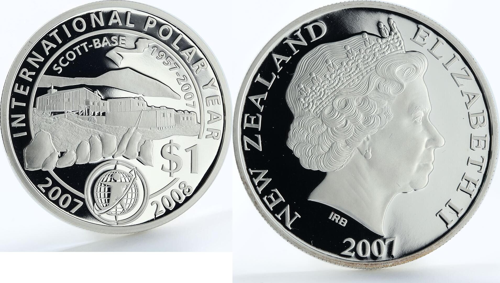 2007 New Zealand 1 dollar Scott Base 1957-2007 proof silver coin