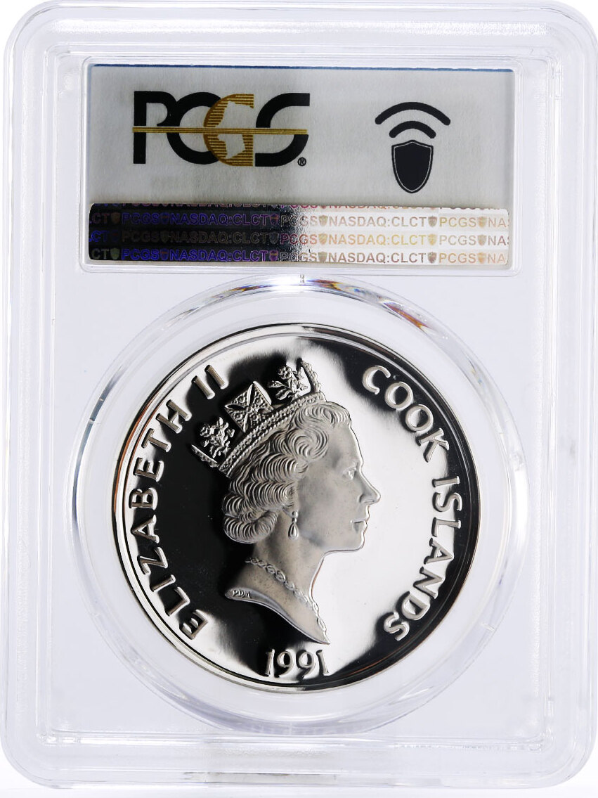 Cook Islands 50 dollars Mayflower and Pilgrims Ship PR68 PCGS silver ...