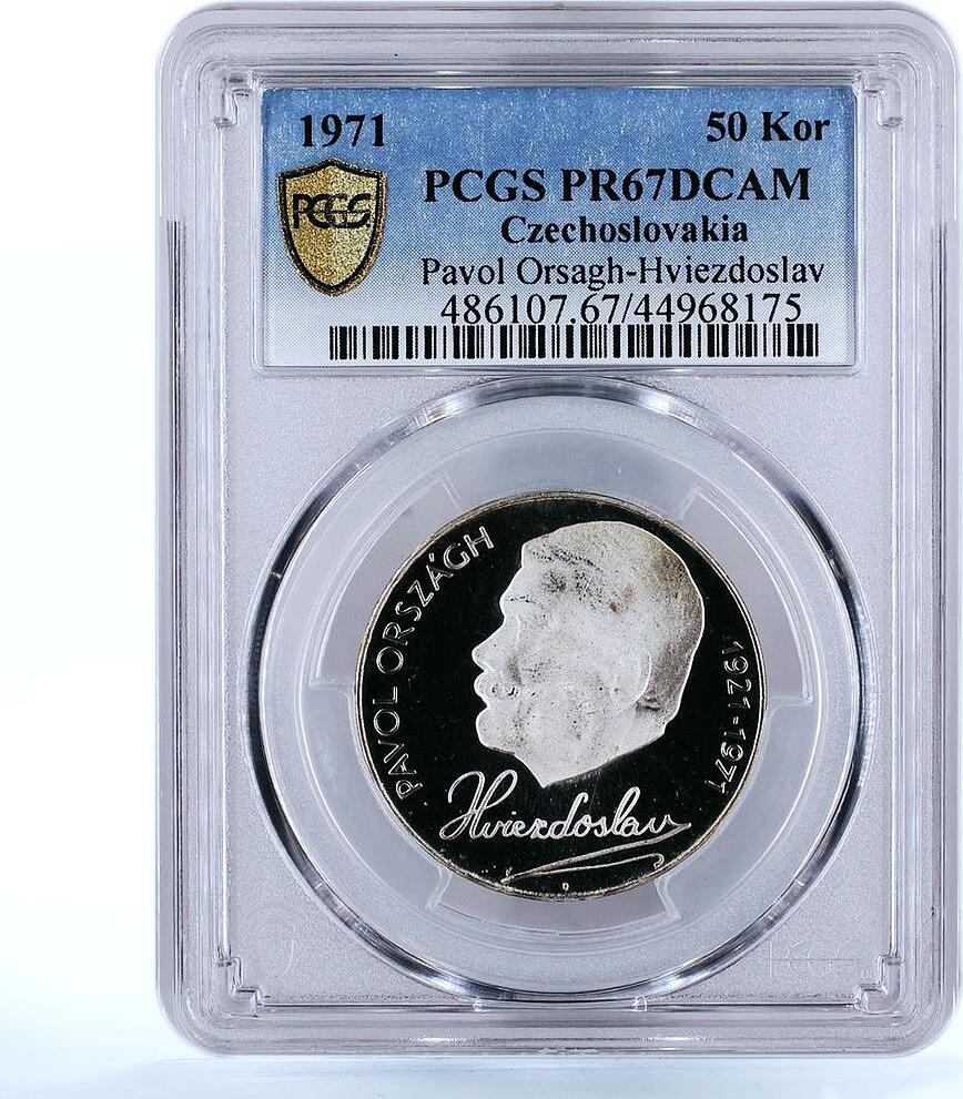 Czech Republic Czechoslovakia 50 korun Poet Pavol Hviezdoslav PR67 PCGS ...