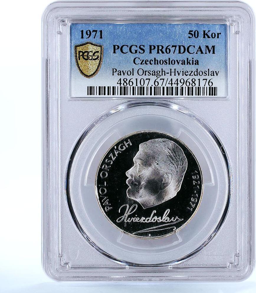 Czech Republic Czechoslovakia 50 korun Poet Pavol Hviezdoslav PR67 PCGS ...