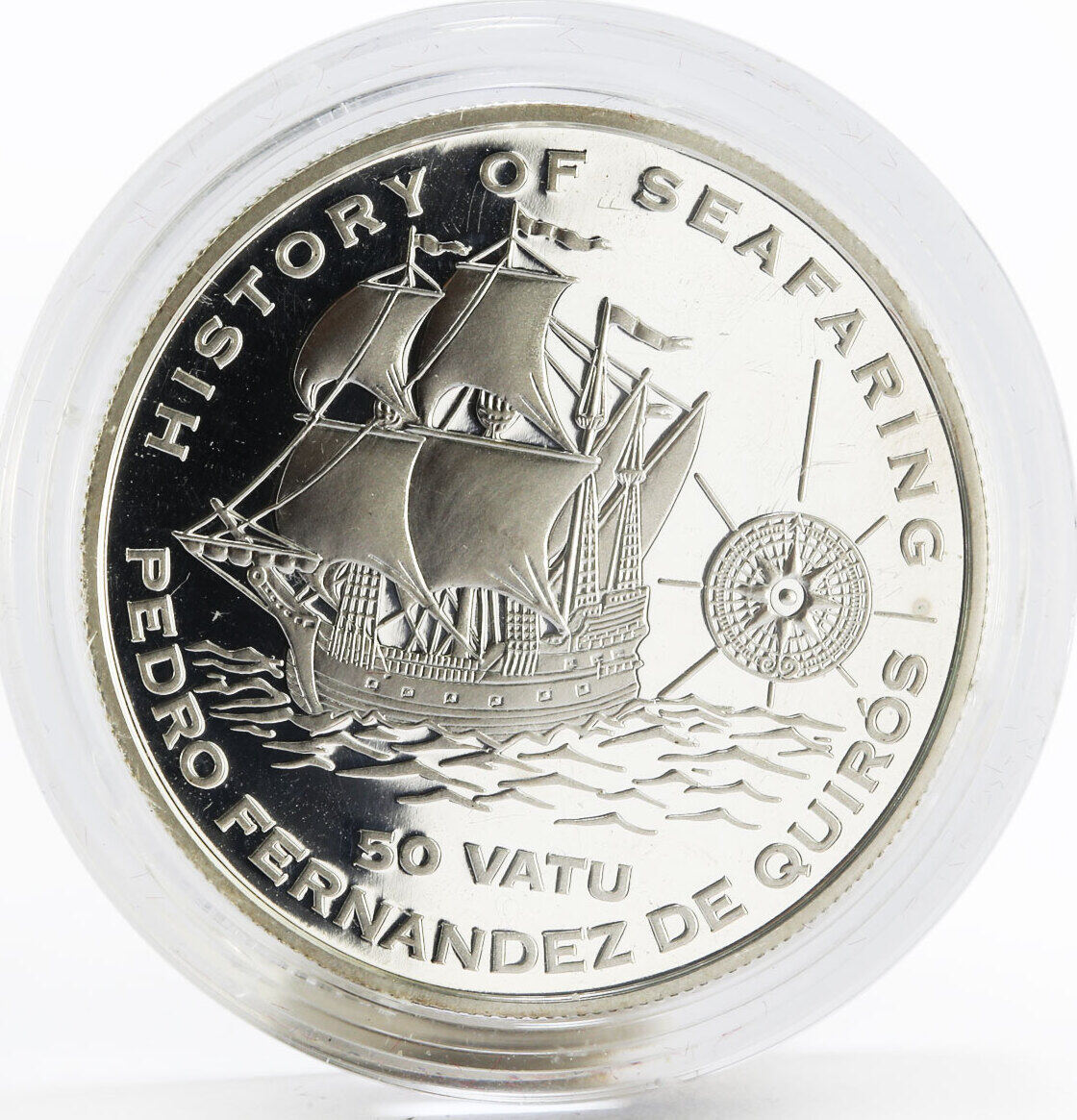 Vanuatu 50 vatu The Pedro Hernandez de Quiros Ship proof silver coin ...