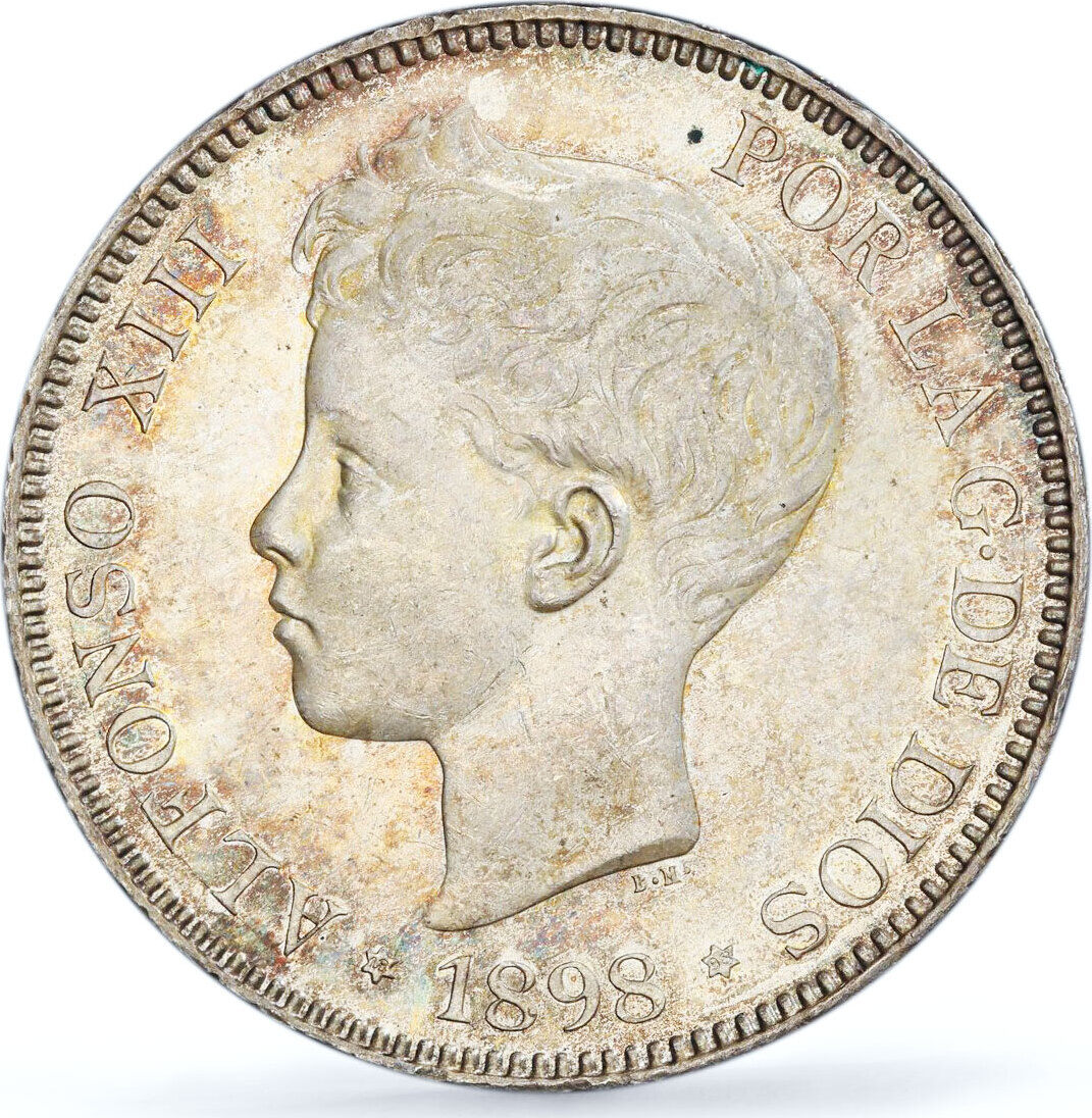 Spain 5 pesetas King Alfonso XIII Child Portrait MS63 PCGS silver