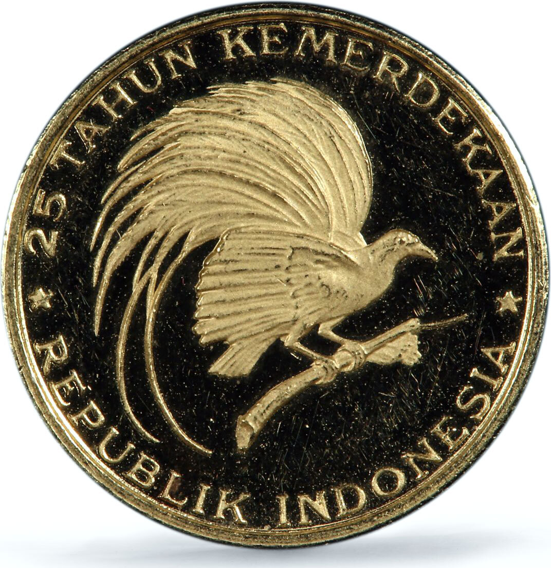 Indonesia 2000 rupiah Independence 25th Anniversary PR62 PCGS gold coin ...