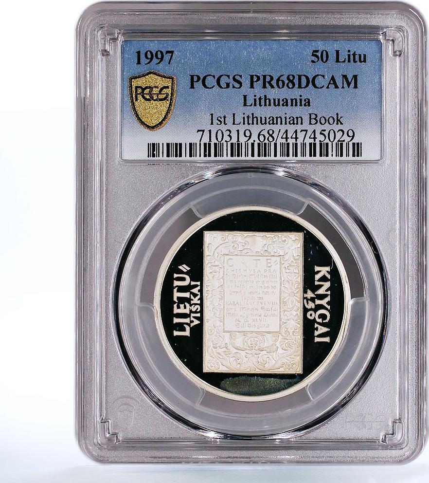 Lithuania 50 litu The First Lithuanian Book PR68 PCGS proof silver coin ...