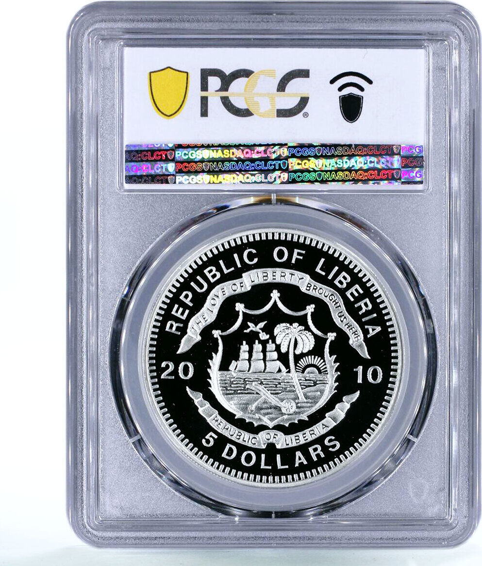 Liberia 5 dollars Faith Jesus Christ Apostole Petrus PR70 PCGS silver