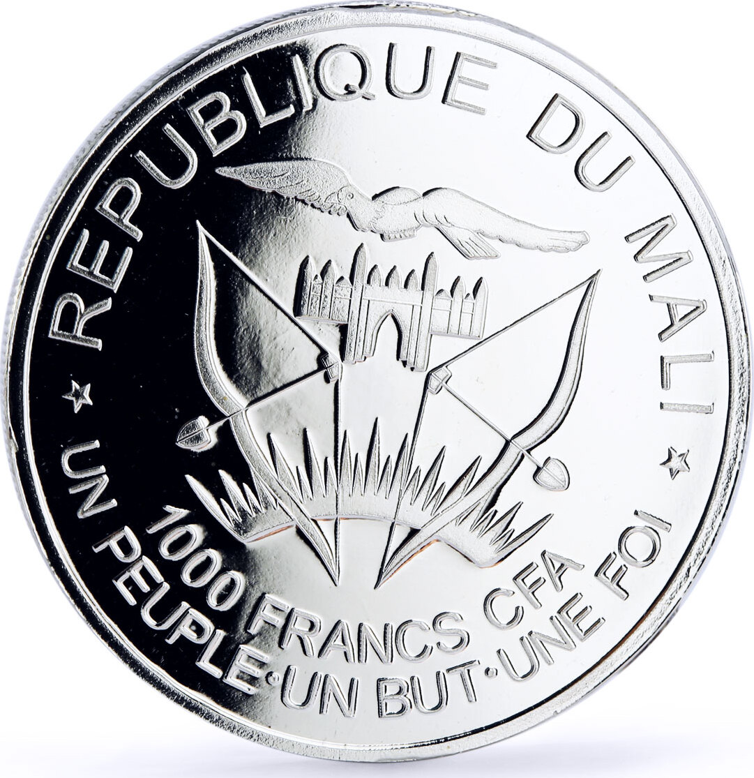 Mali 1000 francs Seafaring Zeehaen Ship Clipper Abel Tasman silver coin ...