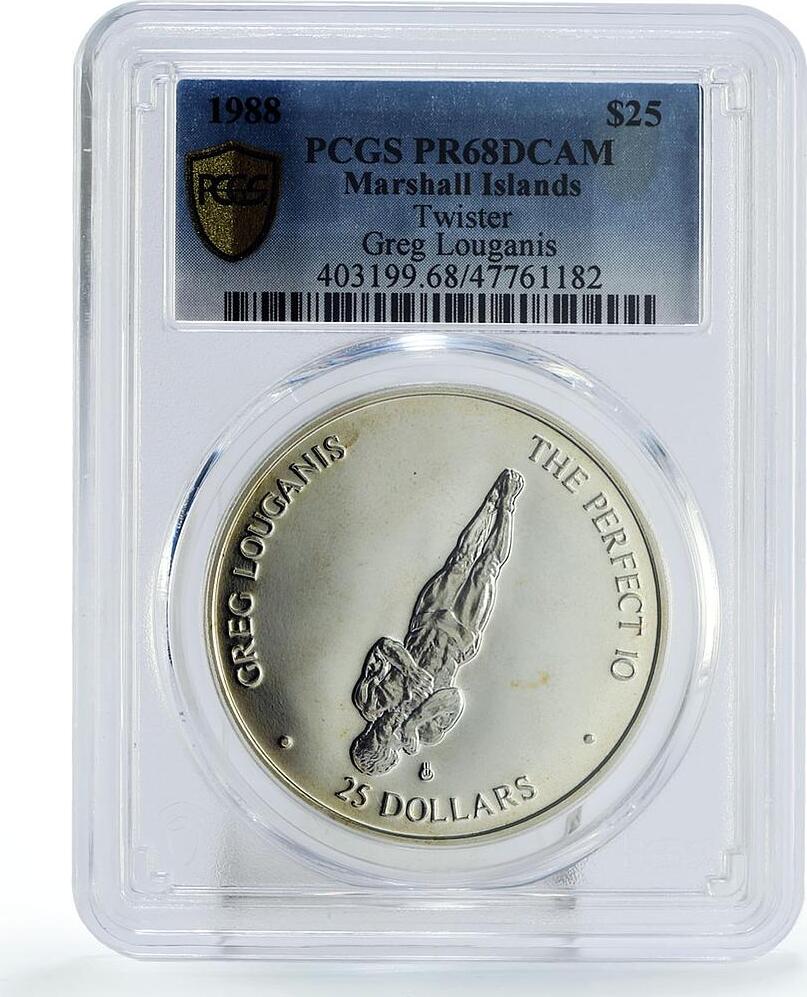 25 dollars Marshall Islands 25 Greg Louganis Twister Diving PR68 PCGS