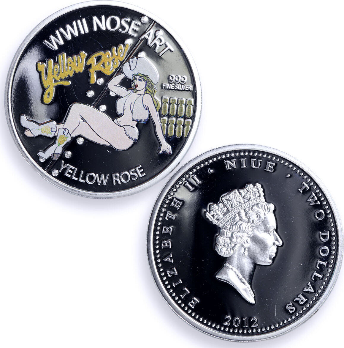2 dollars Niue set of 3 coins World War II WWII Nose Art Pin Up
