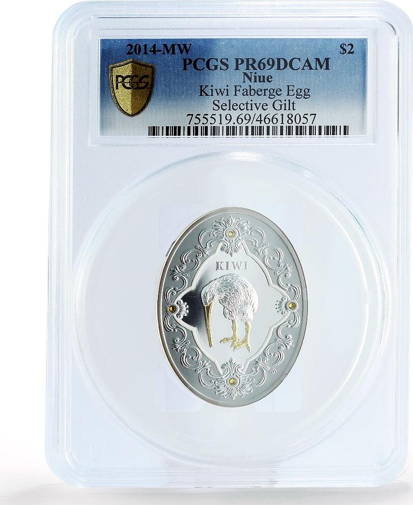 Niue 2 dollars Imperial Faberge Kiwi Bird Egg Art PR69 PCGS silver coin ...