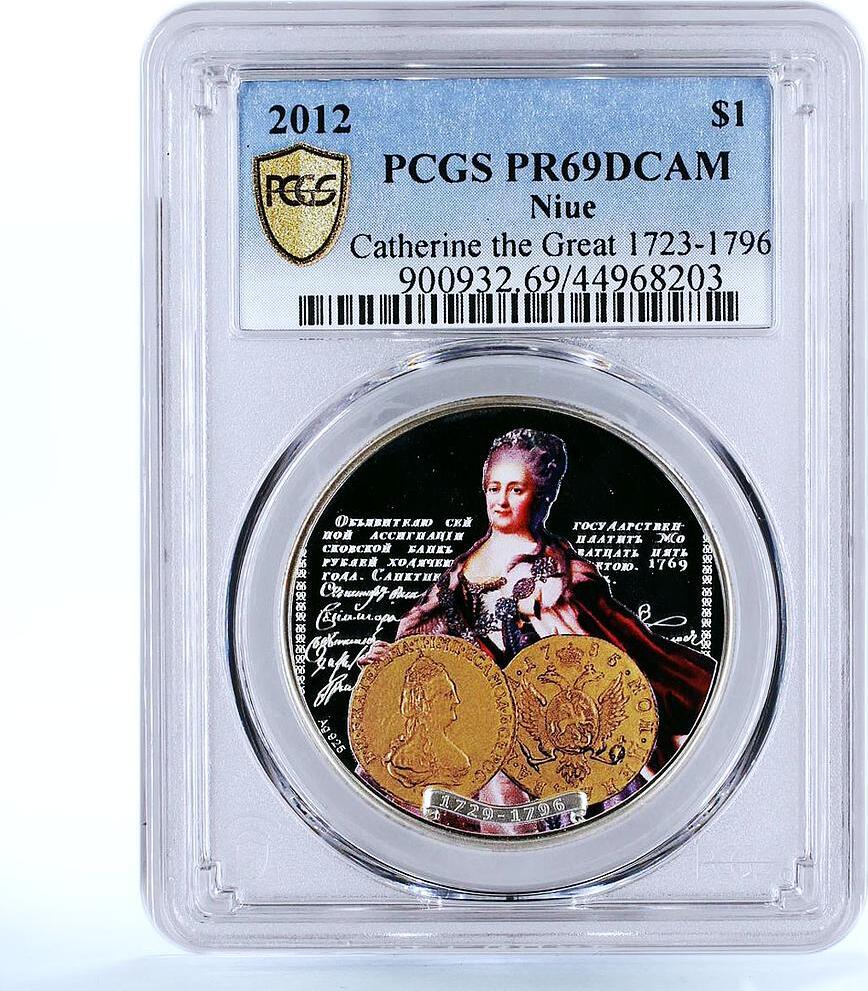 Niue 1 dollar Russian Emperor Catherine the Great PR69 PCGS silver