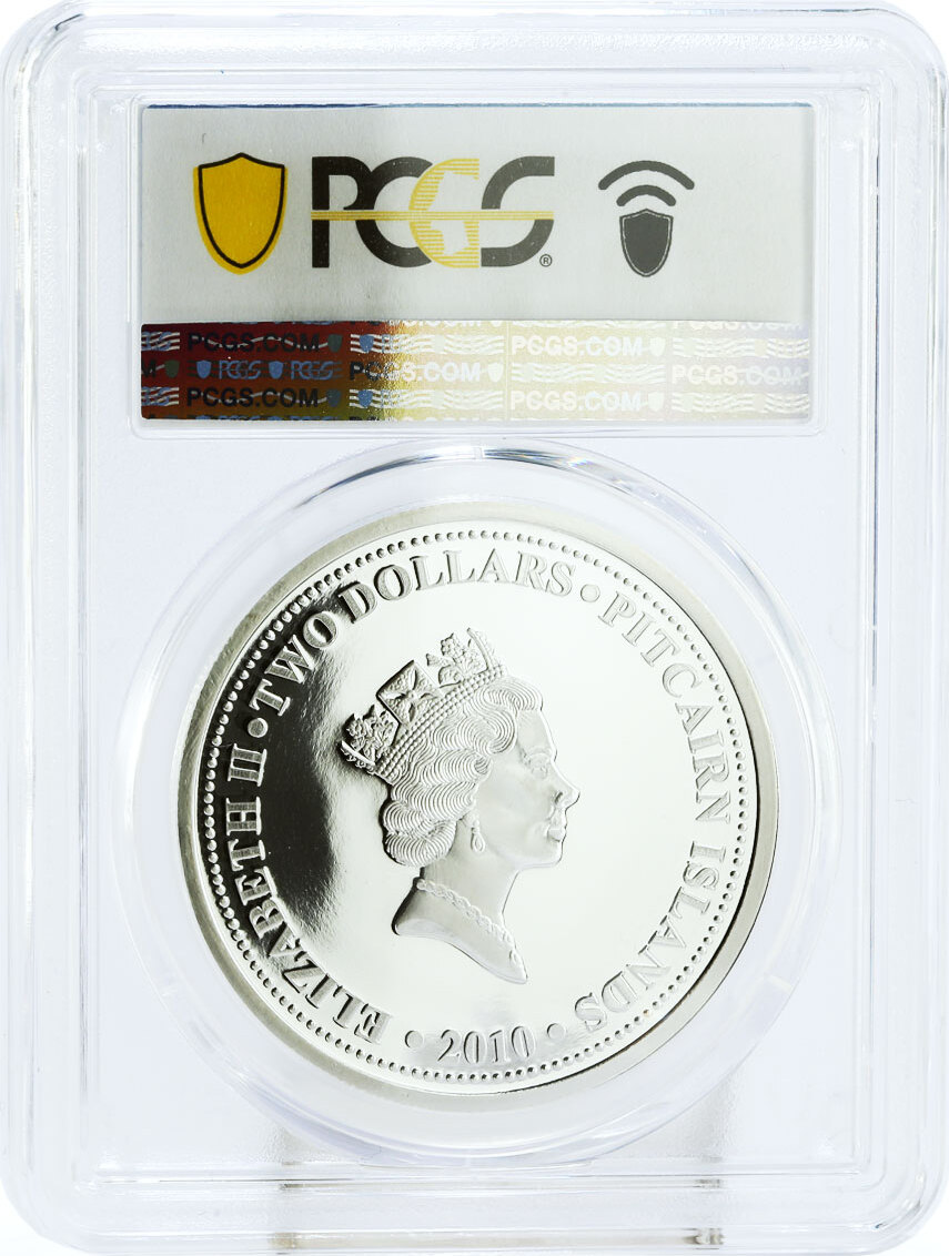 Pitcairn Islands 2 dollars HMAV Bounty Ship PR69 PCGS gilded silver ...