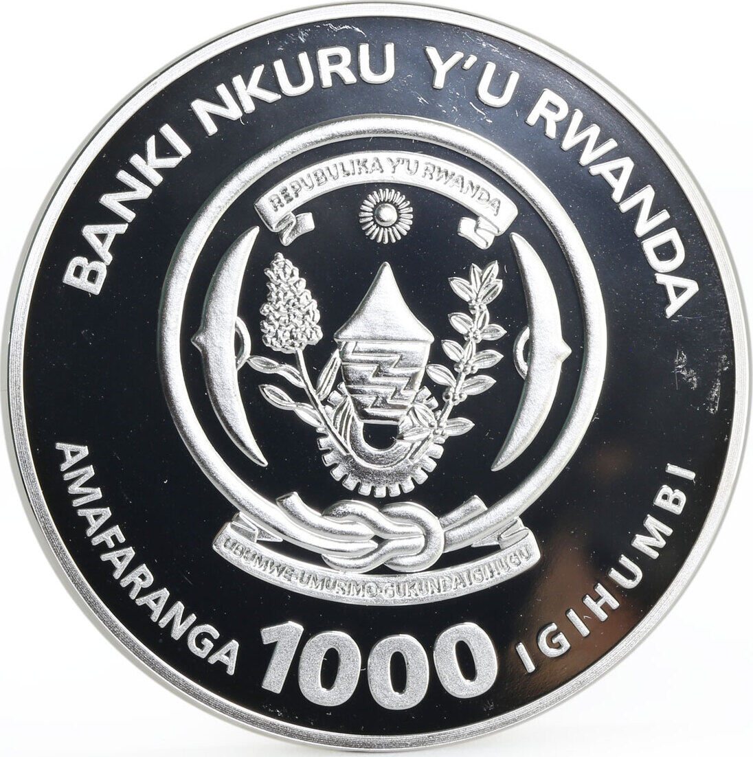 rwanda 1000 francs year of the tiger gilded silver coin 2010 bu
