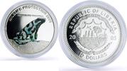 Liberia 10 dollars Liberia 10 dollars Protection Wildlife Green Frog Fauna proof silver coin 2005 -