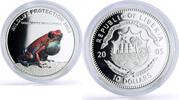 Liberia 10 dollars Liberia 10 dollars Protection Wildlife Red Frog Fauna proof silver coin 2005 -