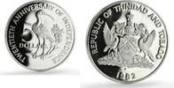 Trinidad and Tobago 5 dollars Trinidad and Tobago 5 dollars Independence Anniversary Ibis Bird proof silver coin 1982 -
