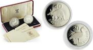 Gambia 40 dalasis Gambia 20 and 40 dalasis Goose Aardvark Set WWF Wildlife proof silver coins 1977 -