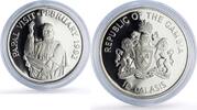 Gambia 10 dalasis Gambia 10 dalasis Papal Visit Pope John Paul II Religion proof silver coin 1992 -