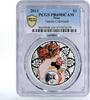 Niue 1 dollar Niue 1 $ Alphonse Mucha Zodiac Signs series Taurus PR69 PCGS silver coin 2011 -