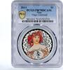 Niue 1 dollar Niue 1 dollar Alphonse Mucha Zodiac series Virgo PR70 PCGS silver coin 2011 -