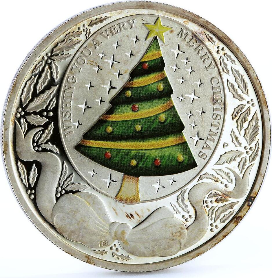 Tuvalu 1 dollar Merry Christmas Happy New Year Christmas Tree