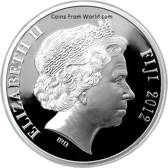 Fiji 2012–50$ Year of The Dragon Mother of Pearl Lunar–5 oz Silver
