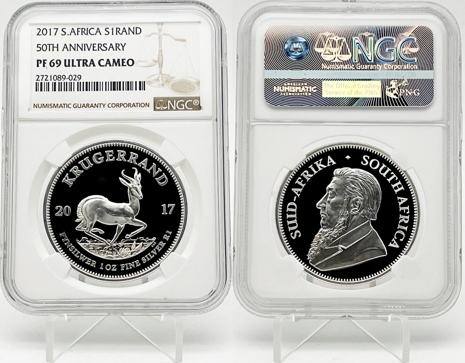 2017年 南アフリカ 1ランド クリンゲランド 銀貨 50周年記念 South Africa 2017 1 Rand Krugerrand 50th Anniversary 1967-2017 1