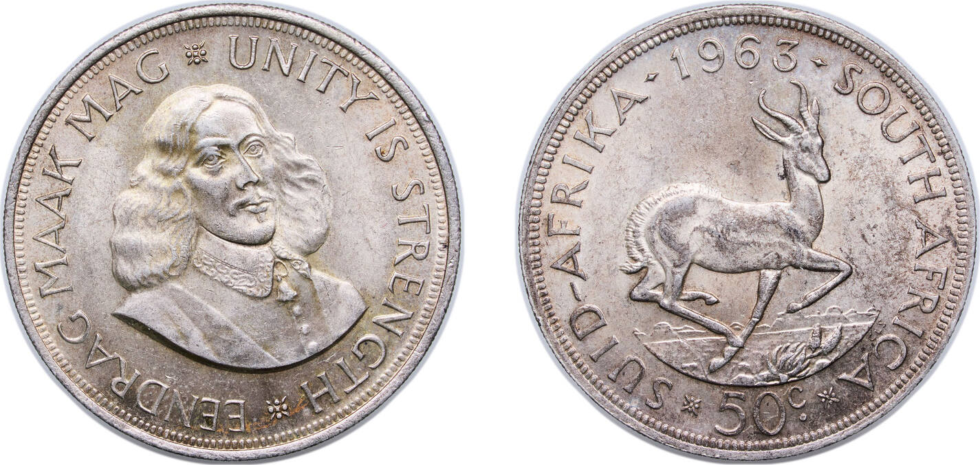 1963 Pretoria Mint South Africa Republic 1963 50 Cents 1st Decimal 1963-pretoria-mint-south-africa-republic-1963-50-cents-1st-decimal