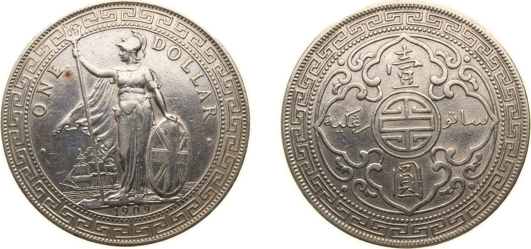 1909 B Bombay Mint Great Britain United Kingdom 1909 B 1 Dollar