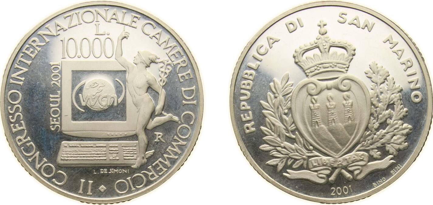 SAN MARINO-MONETA ARGENTO DA 10.000 LIRE-NASCITA DI GESÙ (Neu und