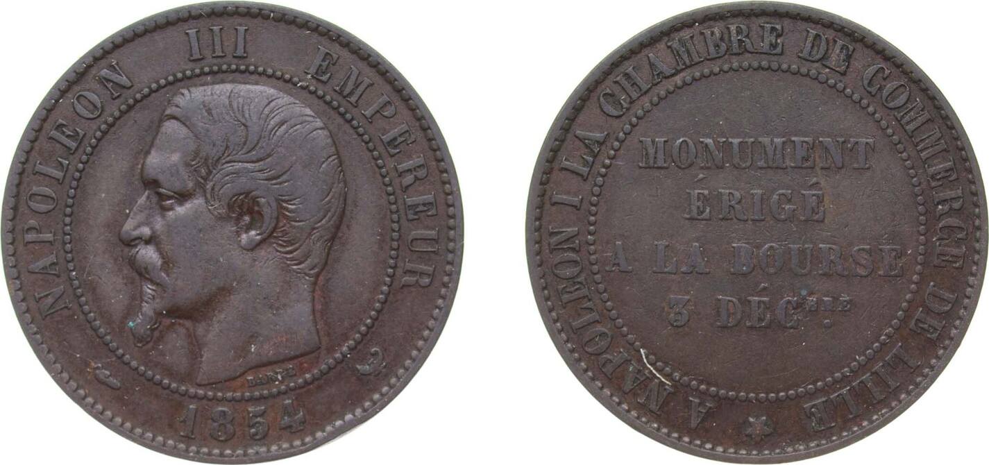 10 Centimes France Second Empire 1854 Medal Napoleon III (Visit Lille