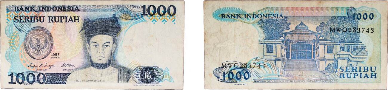 Indonesia Republic 1987 1000 Rupiah Paper VF P 124 TTB | MA-Shops