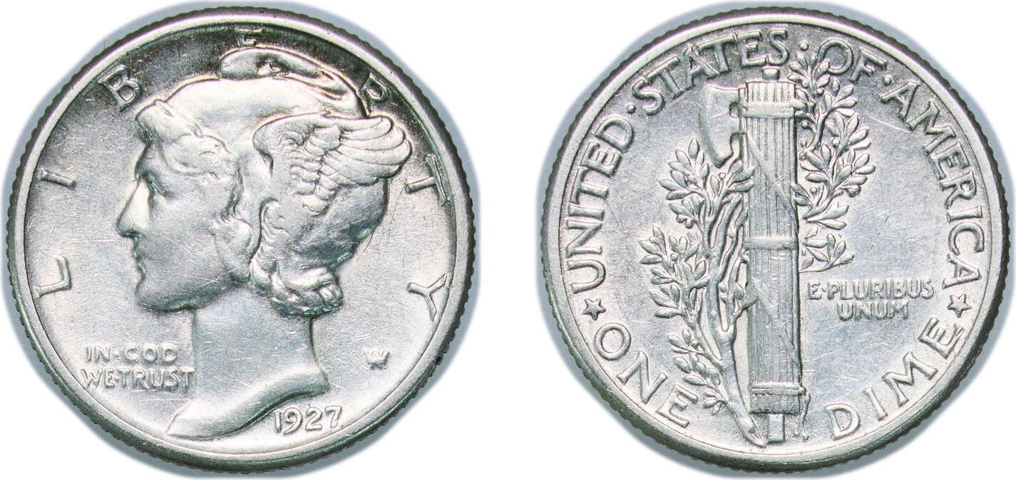 1927 United States Mint o United States Federal republic 1927 1 Dime ...