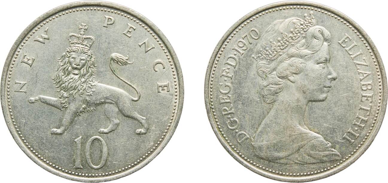 10 Pence 1970 Royal Mint Great Britain United Kingdom Kingdom 1970 10 New  Pence - Elizabeth II (2nd portrait) Copper-nickel (75% Cu, 25% Ni) Royal  Mint ( AU | MA-Shops