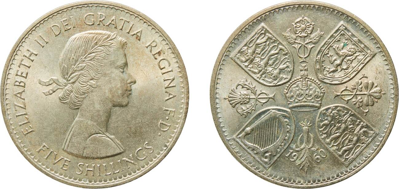 1960 Royal Mint (Tower Hill) Great Britain United Kingdom Kingdom 1960 5  Shillings - Elizabeth II (British Exhibition) Copper-nickel Royal Mint  (Tower Hill) UNC | MA-Shops