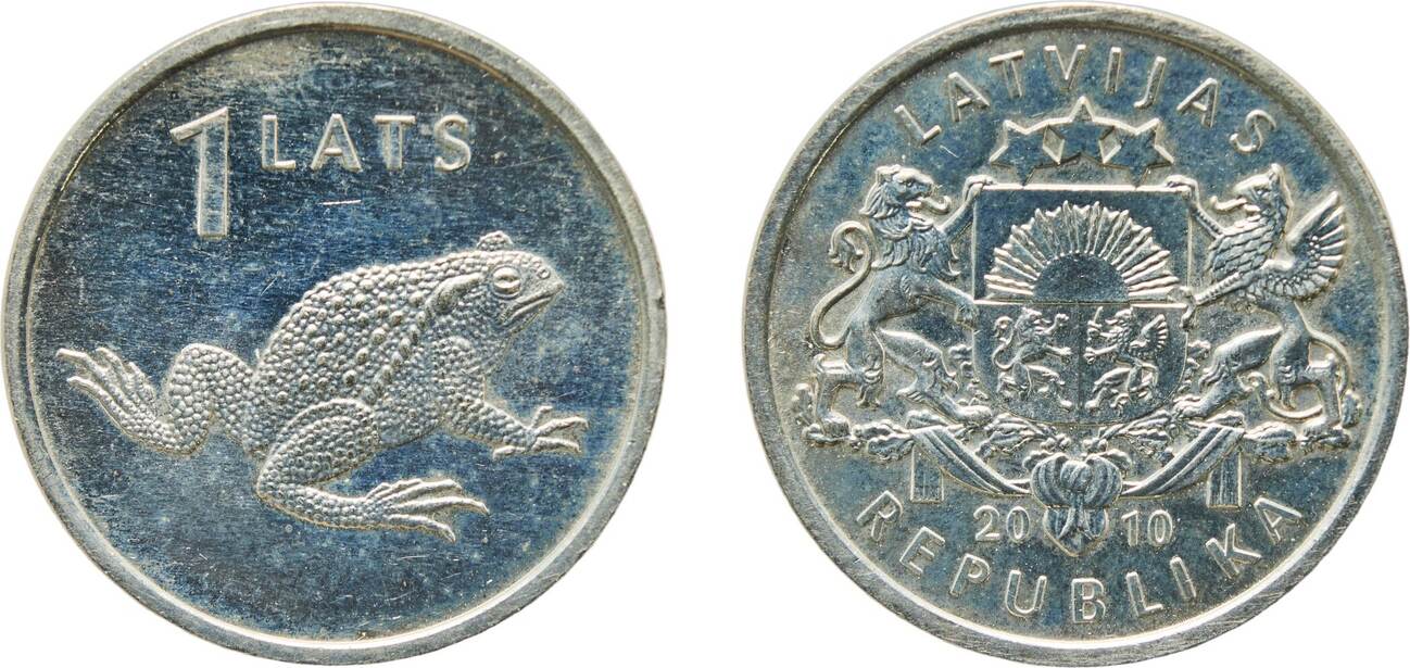 2010 Berlin Mint Latvia Republic 2010 1 Lats (Toad) Copper-nickel