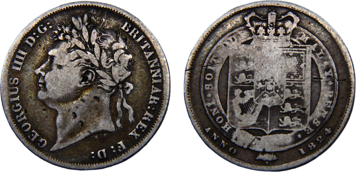 Great Britain United Kingdom George IV 1824 1 Shilling 1st portrait ...