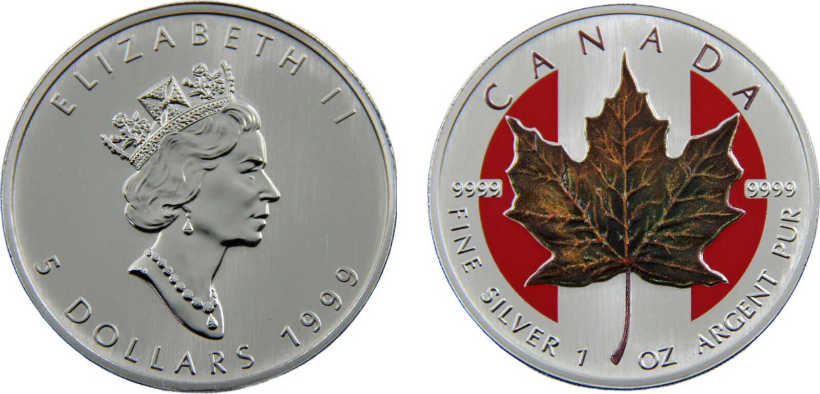 Canada Commonwealth Elizabeth II 1999 5 Dollars 1 oz. Silver Bullion ...