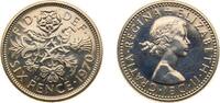 Great Britain 6 Pence Great Britain United Kingdom 1970 6 Pence - Elizabeth II (1st portrait; no 'BRITT:OMN') Copper-nickel (75% Cu, 25% Ni) Royal Min -