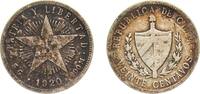 Cuba 20 Centavos Cuba First Republic 1920 20 Centavos Silver (.900) Philadelphia Mint (6130000) 5g VF KM 13 Y 7 Schön 7 -
