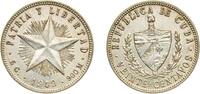 Cuba 20 Centavos Cuba First Republic 1949 20 Centavos Silver (.900) Philadelphia Mint (13170000) 5g AU KM 13 Y 7 Schön 7 -