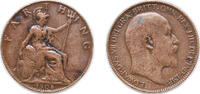 Great Britain 1 Farthing Great Britain United Kingdom 1908 1 Farthing - Edward VII Bronze (4264900) 2.8g VF KM 792 Sp 3992 -