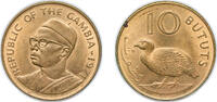 The Gambia 10 Bututs The Gambia Republic 1971 10 Bututs Nickel brass Royal Mint (3000000) 6.2g UNC KM 10 Schön 10 -