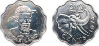 Eswatini 20 Cents Kingdom of Swaziland (1968-2018) 1974 20 Cents - Sobhuza II Copper-nickel (502000) 5.49g PF KM 11 Schön 11 -