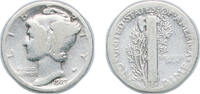 United States 1 Dime United States Federal republic 1927 1 Dime Mercury Dime Silver (.900) (28080000) 2.5g VF KM 140 Schön 133 -