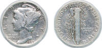 United States 1 Dime United States 1927 1 Dime Mercury Dime Silver (.900) (28080000) 2.5g VF KM 140 Schön 133 -