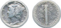 United States 1 Dime United States Federal republic 1928 S 1 Dime Mercury Dime Silver (.900) 2.5g VF KM 140 Schön 133 -