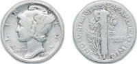 United States 1 Dime United States Federal republic 1929 1 Dime Mercury Dime Silver (.900) (25970000) 2.5g VF KM 140 Schön 133 -
